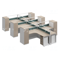 臻远ZYGW-152屏风工作卡位职员桌办公桌 T型六人衣柜款