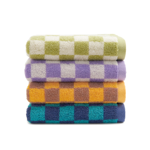 洁玉 棉棉格调100%新疆阿瓦提长绒棉AAA级抗菌带挂绳款方巾 J4731W杏子