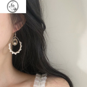 JiMi珍珠耳饰原创手工绕线复古花纹耳坠14k注金耳环敏夸张耳钩 均色