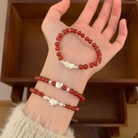 s925纯银天然红玛瑙爱心蝴蝶结手串高级感轻奢小众精致手链女送女朋友老婆情人节七夕生日礼物