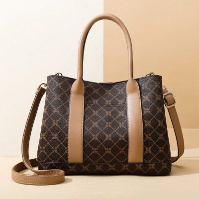 Ceba2023新款女士手提包感印花托特包女时尚通勤大容量单肩包