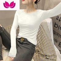 七斓莫代尔打底衫女内搭长袖T恤薄款低领秋衣2023修身圆领上衣