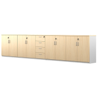 臻远办公矮柜文件柜木质储物柜打印机边柜 ZY-MZG-11 九门四抽4000*400*800