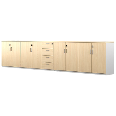 臻远办公矮柜文件柜木质储物柜打印机边柜 ZY-MZG-11 九门四抽4000*400*800