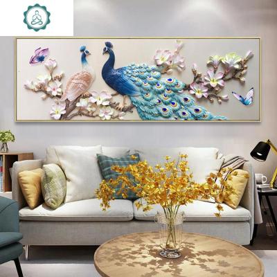 封后(FENGHOU)5d钻石画孔雀图钻石贴十字绣2020新款线绣客厅大气钻石绣默认点钻版画布200x70画芯190x