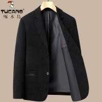 啄木鸟毛呢小西装男士爸爸秋装呢子外套秋冬季中老年人西服男上衣