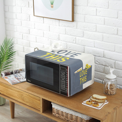 床头柜盖巾棉麻布艺盖布防水防油罩通用烤箱罩防尘罩微波炉罩 JY-02 防水.洗衣机.冰箱[130*50cm]