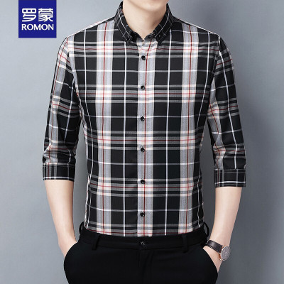 罗蒙（ROMON）春秋季新款格子衬衫男长袖韩版潮流宽松衬衣男士帅气休闲百搭潮外套
