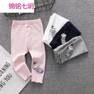 锦铭七玥童裤女童打底裤纯棉0-3岁儿童休闲长裤子春装薄款一件代发