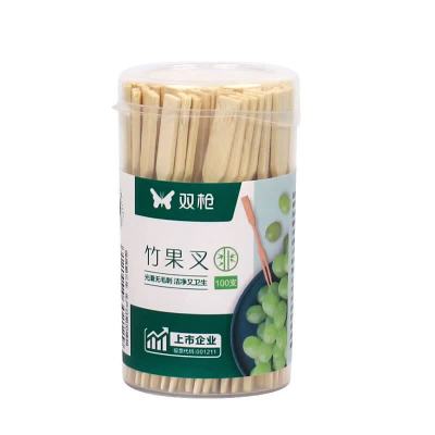 双枪一次性竹制水果叉蛋糕点心甜品叉家庭酒店用水果叉2罐(200支)