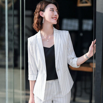 2020春季新款时尚气质修身工装休闲装两件套七分袖商务大气工作服正装