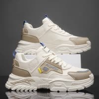 2026春季新款时尚运动鞋皮革舒适防滑百搭低帮系带休闲跑步鞋男鞋