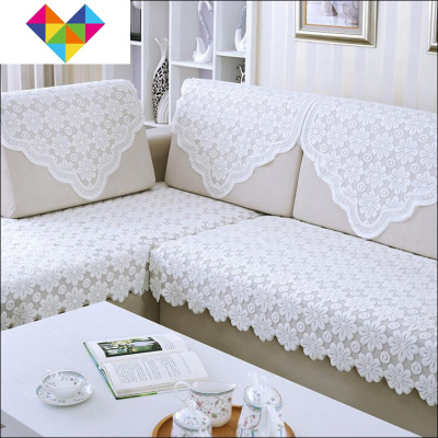 枕巾扶手巾防尘罩现代毯头洋气靠沙发简约搭榻榻米盖四季靠背纱巾纯白色小花(12针加厚)60*60cm方巾御蓝锦