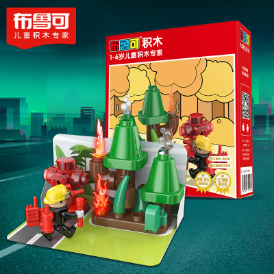 布鲁可大颗粒城市英雄主题拼搭包主治医生消防员交通警察1岁+积木玩具