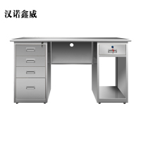 汉诺鑫威不锈钢桌车间工作实验收银写字操作桌子带锁抽屉电脑桌201五斗一空1.4米[工厂现做 7天内发货]
