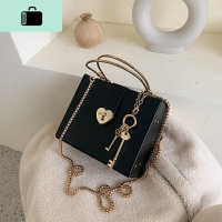 网红小包包女2020新款韩版时尚链条手提斜挎单肩包个性休闲小方包NEW LAKE 黑色女斜挎包