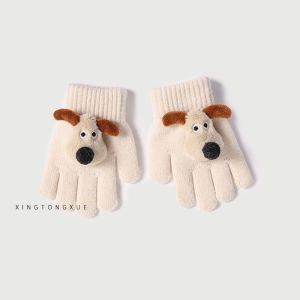 儿童手套小朋友小孩子冬季五指分指毛线小童可爱卡通小狗学生