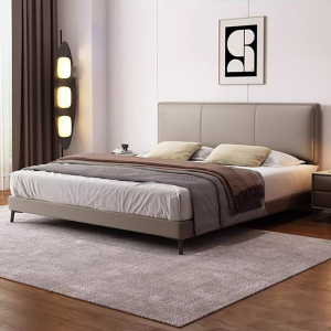 真皮床主卧次卧双人大床实木真皮极简婚床