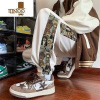 YANXU束脚卫裤男秋季国风潮牌小熊刺绣大码宽松潮流百搭休闲长裤子