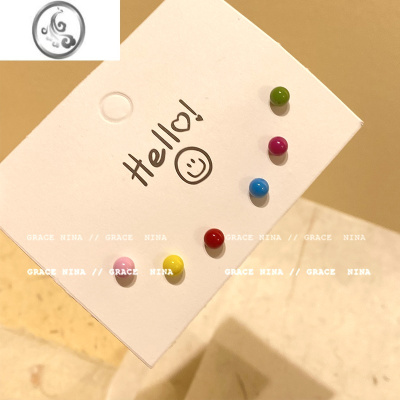 JiMi夏日氛围感~彩色糖豆耳钉女2023新款洋气耳环养耳洞耳饰简约小巧