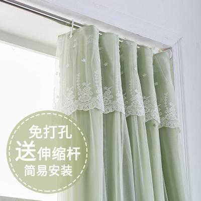 美帮汇免打孔安装窗帘成品卧室遮光飘窗短帘魔术贴出租房遮阳布