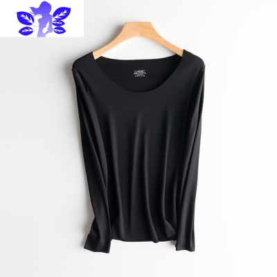 Ideamini德绒无痕保暖内衣女士秋衣单件上衣大低领秋冬薄款长袖打底衫外穿