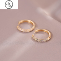 JiMi精致微镶素圈耳环2023年新款潮小众设计感简约耳扣轻奢高级感耳饰