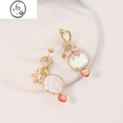 JiMi淡水珍珠爱心耳钉女轻奢高级感耳环时尚气质名媛小香风耳饰品