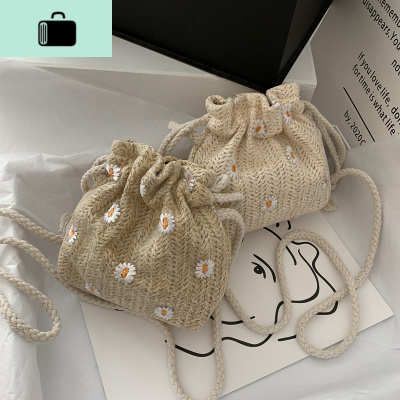 网红小包包女2020新款时尚森系编织水桶包ins韩版百搭单肩斜挎包NEW LAKE女士单肩包