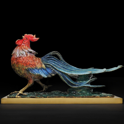 慕洛奇《鸿运当头》全铜公鸡摆件装饰工艺品店铺开业创意礼品招财客厅书房茶室中式办公室摆件送礼物生意古典文化吉祥艺术喜庆摆件
