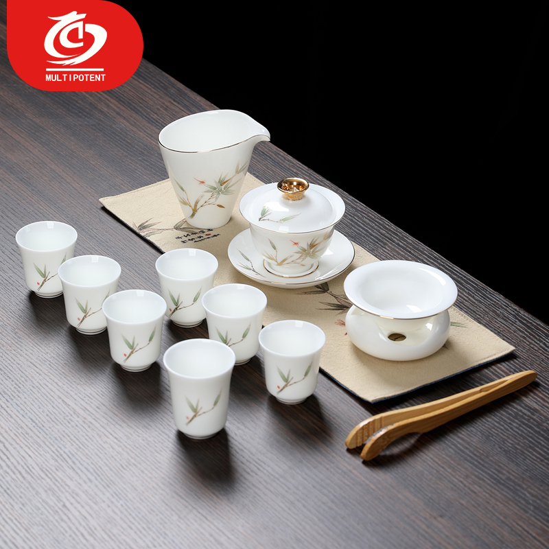 MULTIPOTENT功夫茶具套装羊脂玉瓷知足知雅国家高级工艺美术师欧阳老师作品