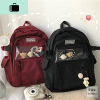 茶话会日系原宿书包女 韩国ins高中学生街拍工装双肩包男旅行背包NEW LAKE