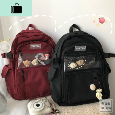 茶话会日系原宿书包女 韩国ins高中学生街拍工装双肩包男旅行背包NEW LAKE