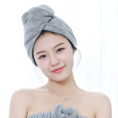 追海珊瑚绒强吸水抖音女同款干发帽包头巾速干毛巾干发巾墨灰色