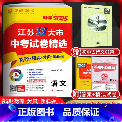 备考2025 语文 江苏省 [正版]备考2025江苏13大市中考试卷精选 语文 考必胜2024中考真题卷江苏省十三市中考