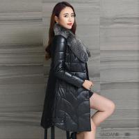 秋冬海宁绵羊皮羽绒服女中长款外套修身真皮皮衣狐狸毛领CYDDWQE
