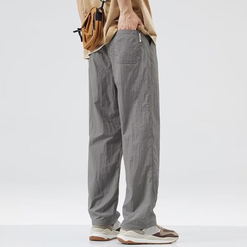 机能斜纹伞兵工装裤男士夏薄款运动宽松阔腿休闲直裤