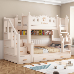 欧梵森 实木儿童床子母床现代简约上下床双层床高低床成人床大人床成年床多功能储物母子床上下铺木床双人床