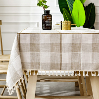 日式文艺桌布书桌ins学生宿舍棉麻小清新餐桌布艺现代简约格子布