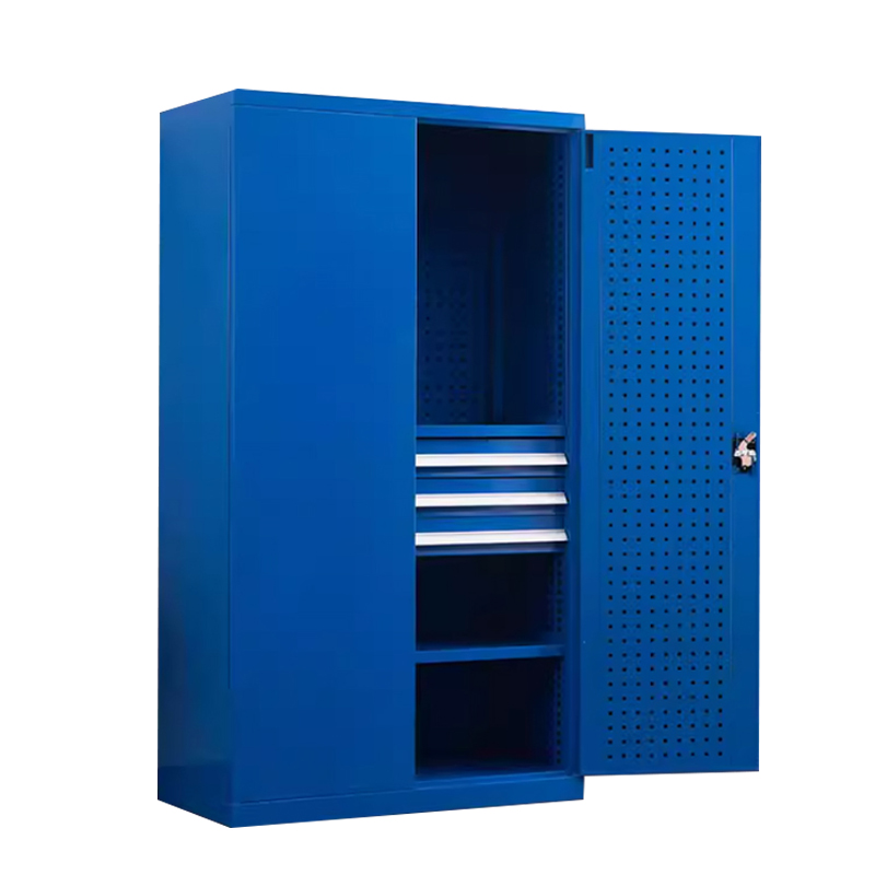 DXBG重型工具柜车间用加厚物件工具储物柜工厂铁皮柜汽修厂零件收纳柜蓝色三层三抽带挂板