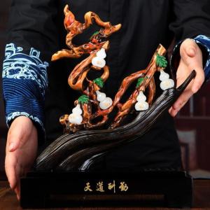 美帮汇天道酬勤五福临根玉葫芦摆件福禄 新房家居装饰品
