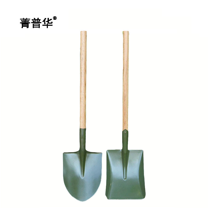 菁普华带木把一体铁锹锰钢尖头尖锹方锹方头240*300*1200mm把