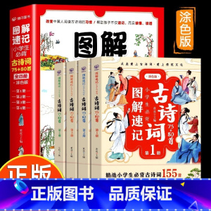 [全4册]图解速记小学生必背古诗词75+80首 小学通用 [正版]图解速记小学生必背古诗词75十80首全4册人教版文言文