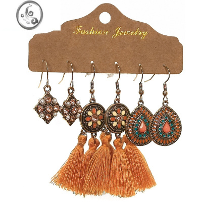 JiMi波西米亚民族风气质耳环女长款度假个性显瘦耳钉百搭复古耳饰套装