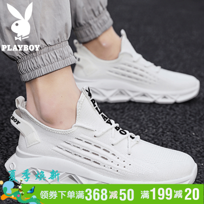 花花公子男鞋透气飞织运动休闲鞋男2021新款跑鞋时尚刀锋底鞋男百搭小白鞋男潮流户外鞋靴男男鞋夏季