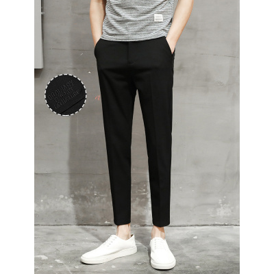 新款夏季九分裤男修身西裤小脚裤子男韩版潮流黑长裤男士休闲裤9分裤