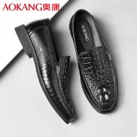 奥康男鞋休闲皮鞋男牛皮时尚鳄鱼纹舒适乐福鞋男士低帮驾车鞋