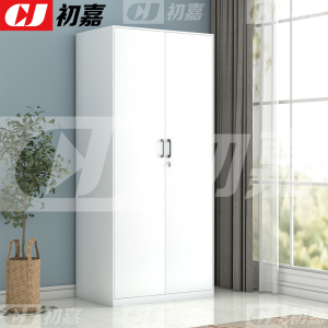 初嘉(CJ)阳台柜单门衣柜钢制储物柜铁皮柜 白色双门衣柜800mm宽