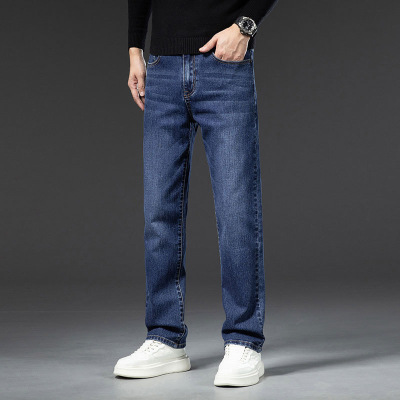 秋冬新款直筒牛仔裤男高级感商务高级感弹力宽松百搭中年爸爸裤子
