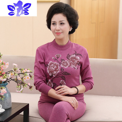 Ideamini保暖内衣女加厚加绒秋衣裤棉毛衫打底内穿套装妈妈中老年衣服冬季